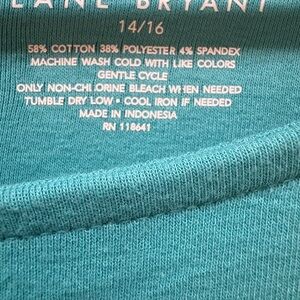 NWT Lane Bryant Vibrant Teal Top Size 14/16